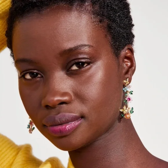 Kate Spade new bloom statement floral flower linear earrings - Picture 2 of 8